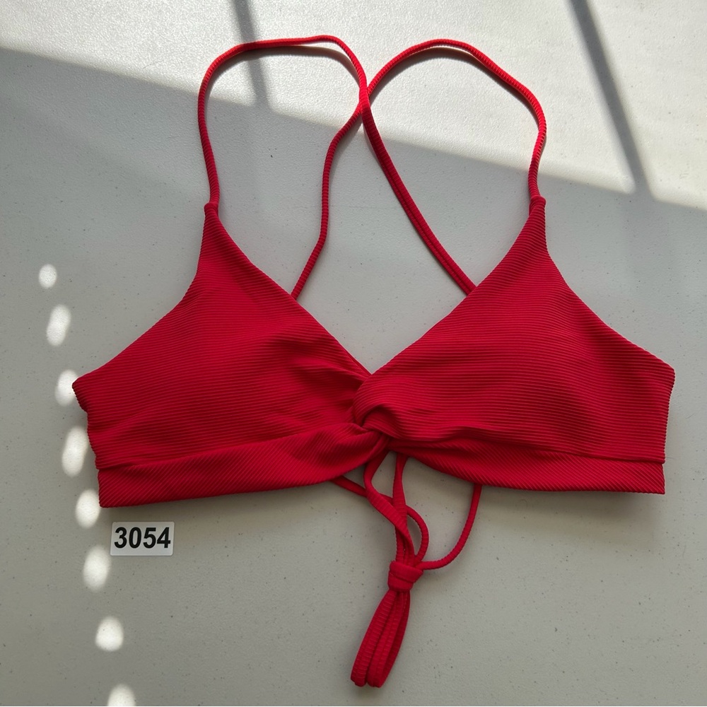 Berlook Medium Red Twist Backless Bikini Top